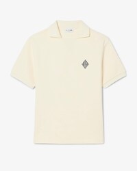 Loose Fit Badge Accent Fleece Polo Shirt