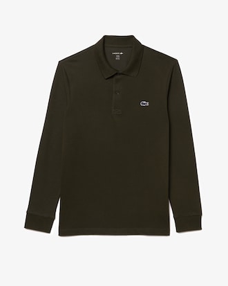 Regular Fit Long Sleeved Cotton Blend Polo Shirt
