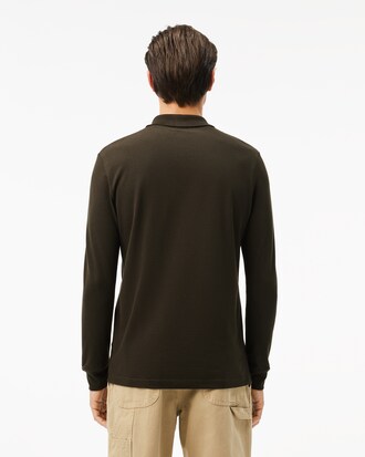 Regular Fit Long Sleeved Cotton Blend Polo Shirt