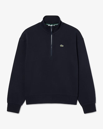 High Neck Zipped Piqu&eacute; Sweatshirt