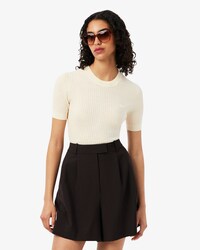 Short Sleeved Merino Wool Rib Knit Sweater