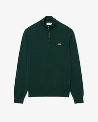 Zipped High Neck Cotton Sweater