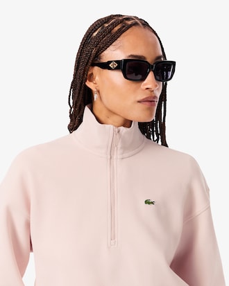 High Neck Zipped Piqué Sweatshirt