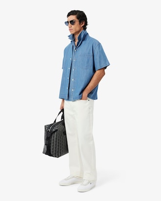 Relaxed Fit Open Neck Denim Shirt