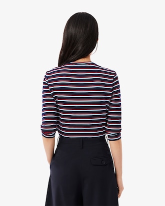 Long Sleeved Striped Cotton T-shirt