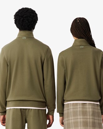 High Neck Zip-Up Print Sweatshirt