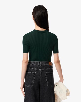 Short Sleeved Merino Wool Rib Knit Sweater