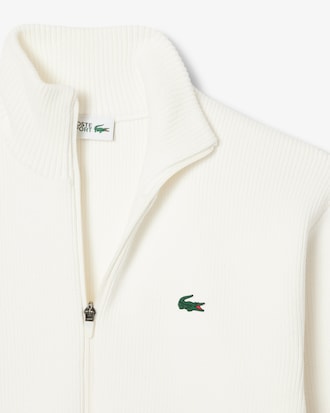 Ribbed Knit Zipped Golf Sweater
