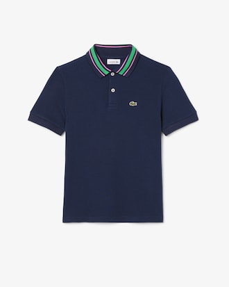 Stripe Collar Petit Piqué Polo Shirt