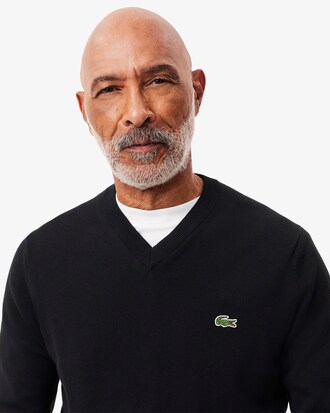 Monochrome Cotton V-neck Sweater