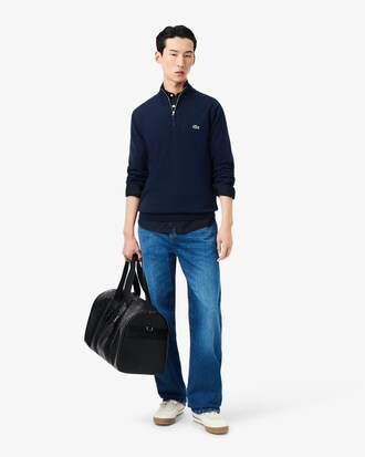 Zipped High Neck Cotton Sweater