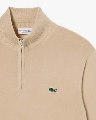 Zipped High Neck Cotton Sweater