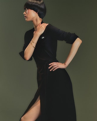 Stretch Mini Piqué Wrap Polo Dress