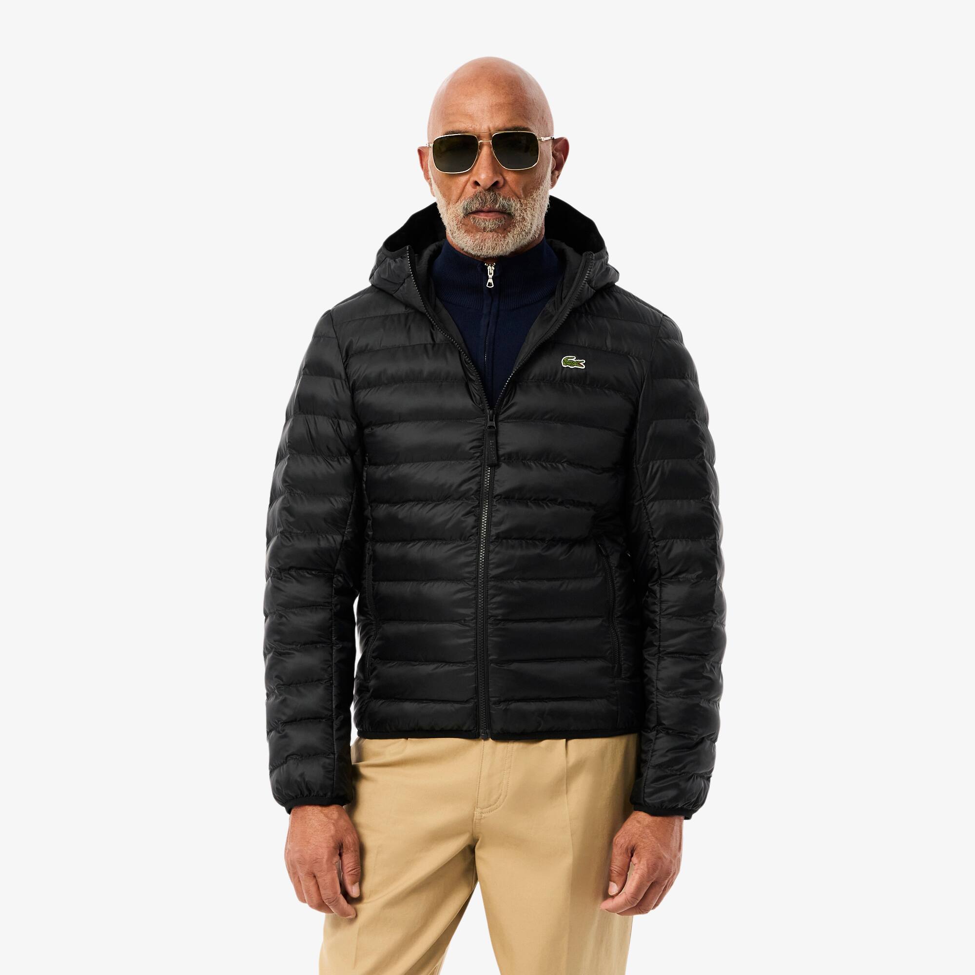 ダウンジャケット LACOSTE 24FW Black Logo Puffer Padding Jacket BH2909 031 Men's Water-Repellent Hooded Puffer Jacket - Jackets & Coats