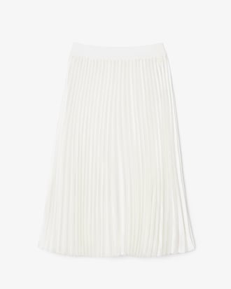 Pleated Satin Midi Skirt