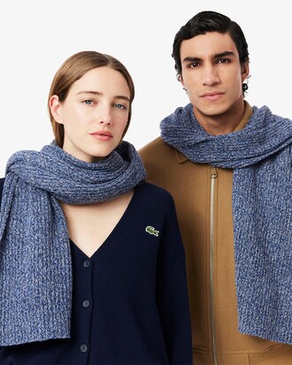 Mercerized Carded Wool Rib Knit Scarf