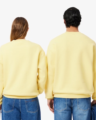 Loose Fit Badge Accent Fleece Sweatshirt