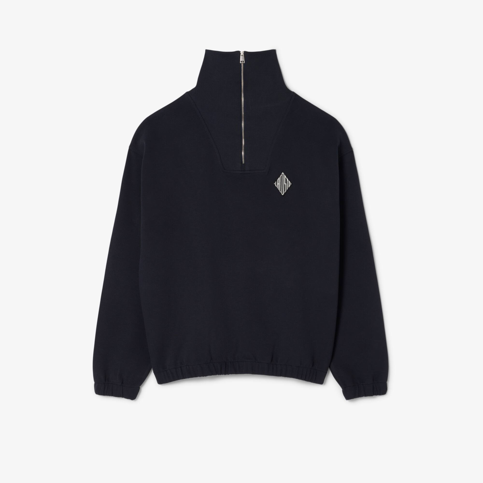 Loose Fit Zipped Neck Piqué Sweatshirt - Men's Sweatshirts - New