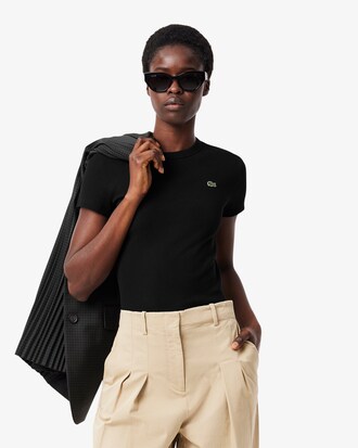 Slim Fit Ribbed Cotton T-shirt
