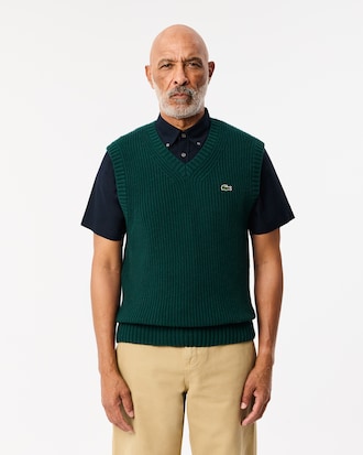 Carded Wool V Neck Sweater Vest