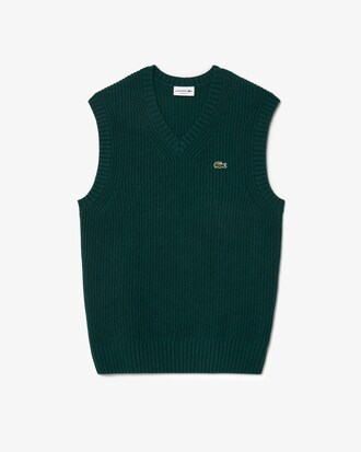 Carded Wool V Neck Sweater Vest