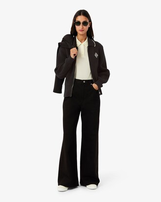 Zipped Cotton Badge Accent Sweater