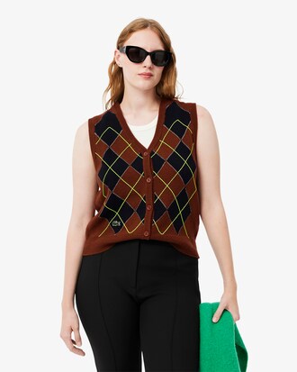 Jacquard Intarsia Cardigan Vest