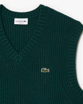 Carded Wool V Neck Sweater Vest