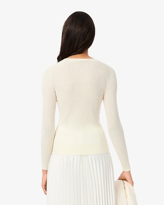Rib Knit Merino Wool Cardigan
