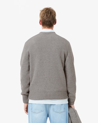 Crocodile Motif Carded Wool Sweater