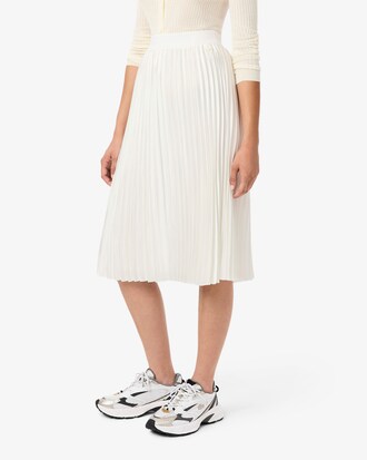 Pleated Satin Midi Skirt