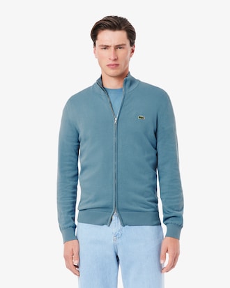 Zipped High Neck Cotton Sweater