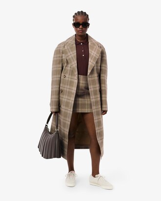 Water-Repellent Plaid Wrap Coat