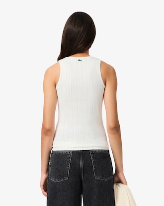 Slim Fit Pointelle Knit Cotton Tank Top