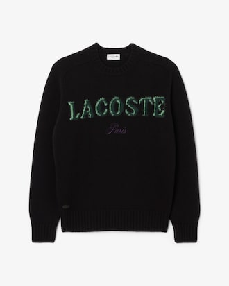 Intarsia Branded Carded Wool Sweater