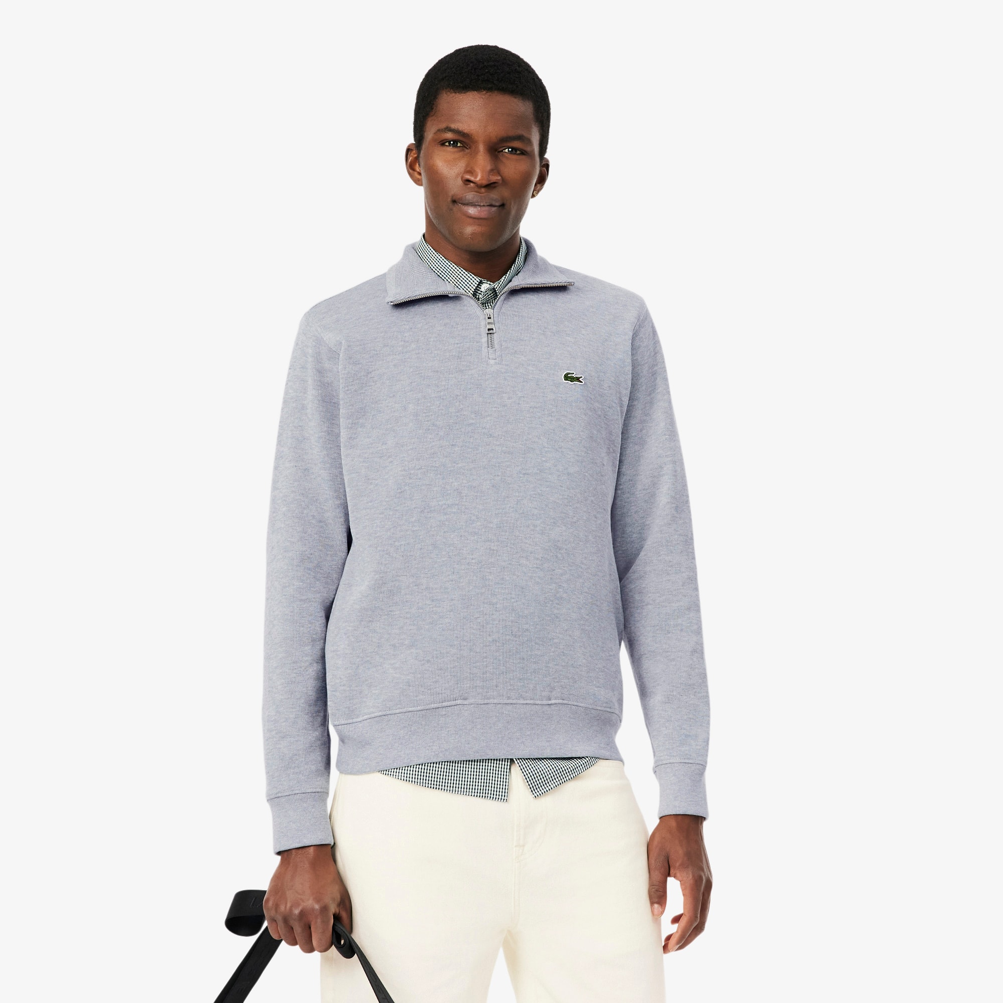 Zip-Up High Neck Interlock Sweatshirt - Men's Sweatshirts - New In