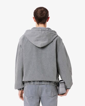 Washed Effect Denim Hooded Jacket