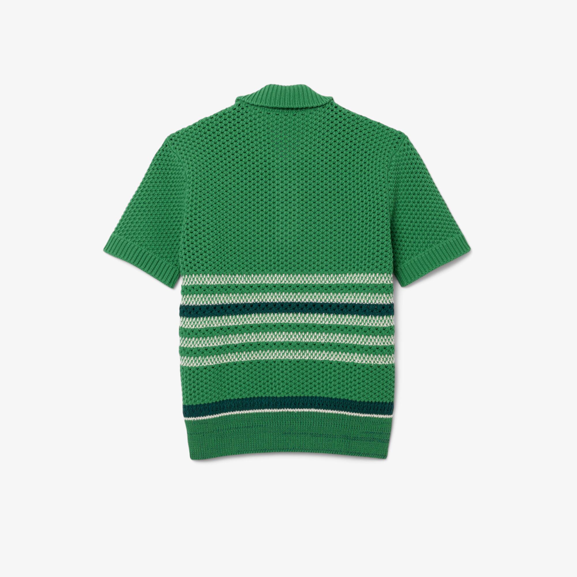 Runway Lacy Striped Polo Collar Sweater - Men's Knitwear - New In