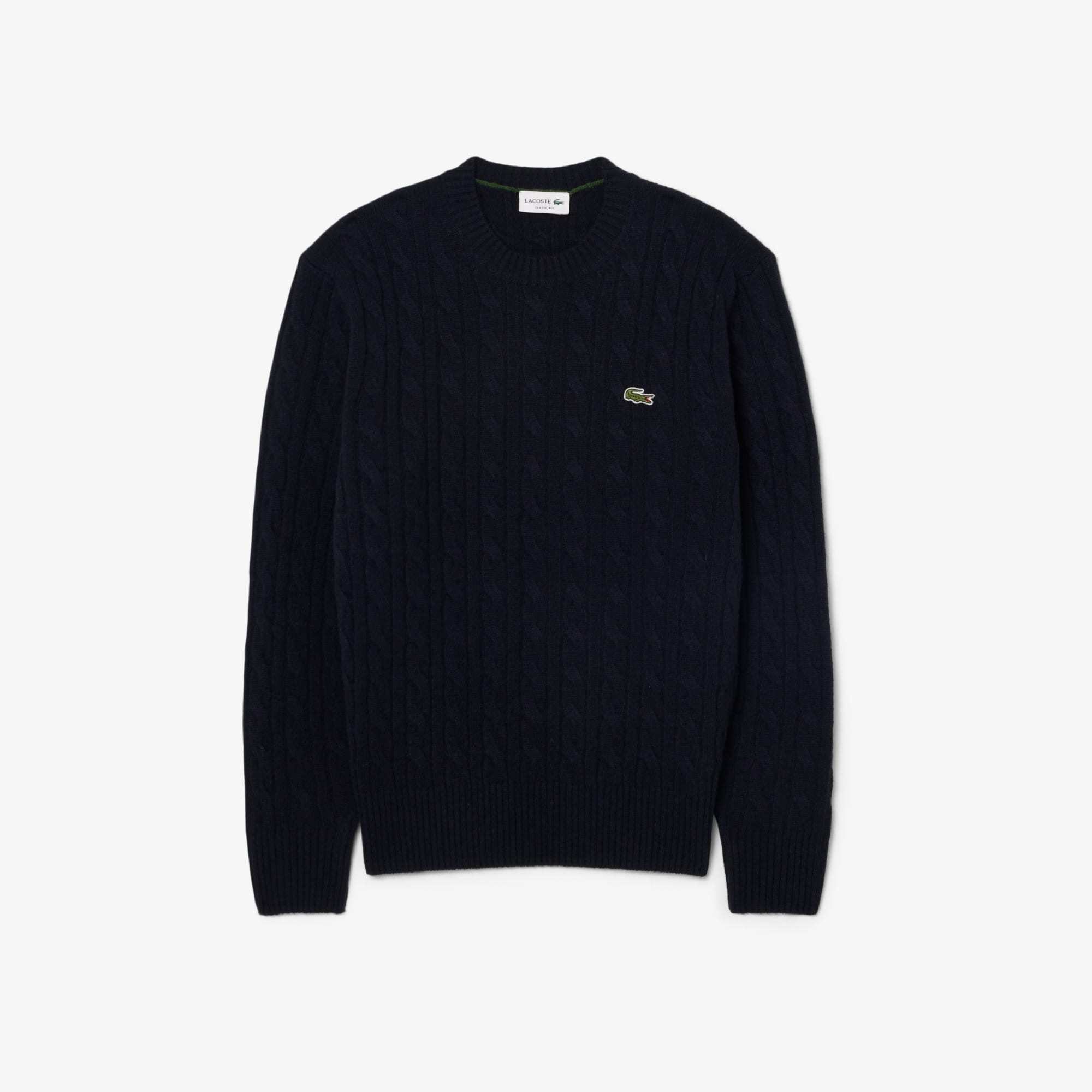 Cable Knit Wool Crew Neck Sweater - Men's Knitwear - New In 2026