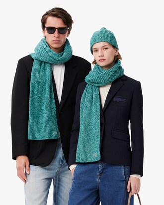 Mercerized Carded Wool Rib Knit Scarf