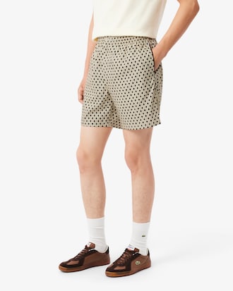 Relaxed Fit Printed Cotton Blend Shorts