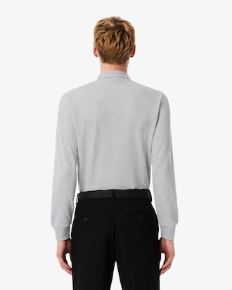 Regular Fit Long Sleeved Cotton Blend Polo Shirt