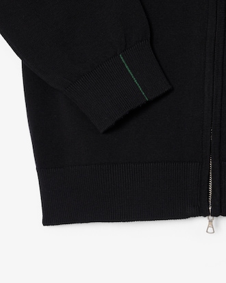 Zipped High Neck Cotton Sweater