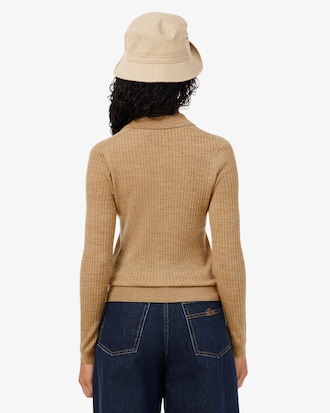 3D Knit Merino Wool Polo Collar Sweater