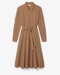 Polo Collar Belted Petit Piqu&eacute; Dress