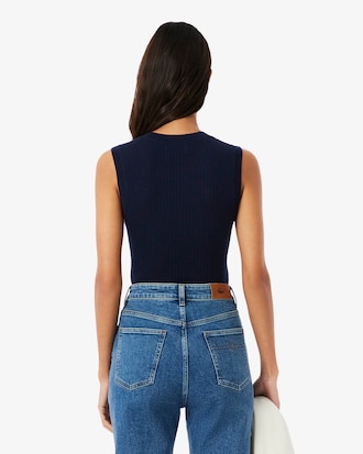 Merino Wool 3D Knit Sleeveless Sweater