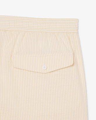 Mid Length Striped Textured Swim Trunks