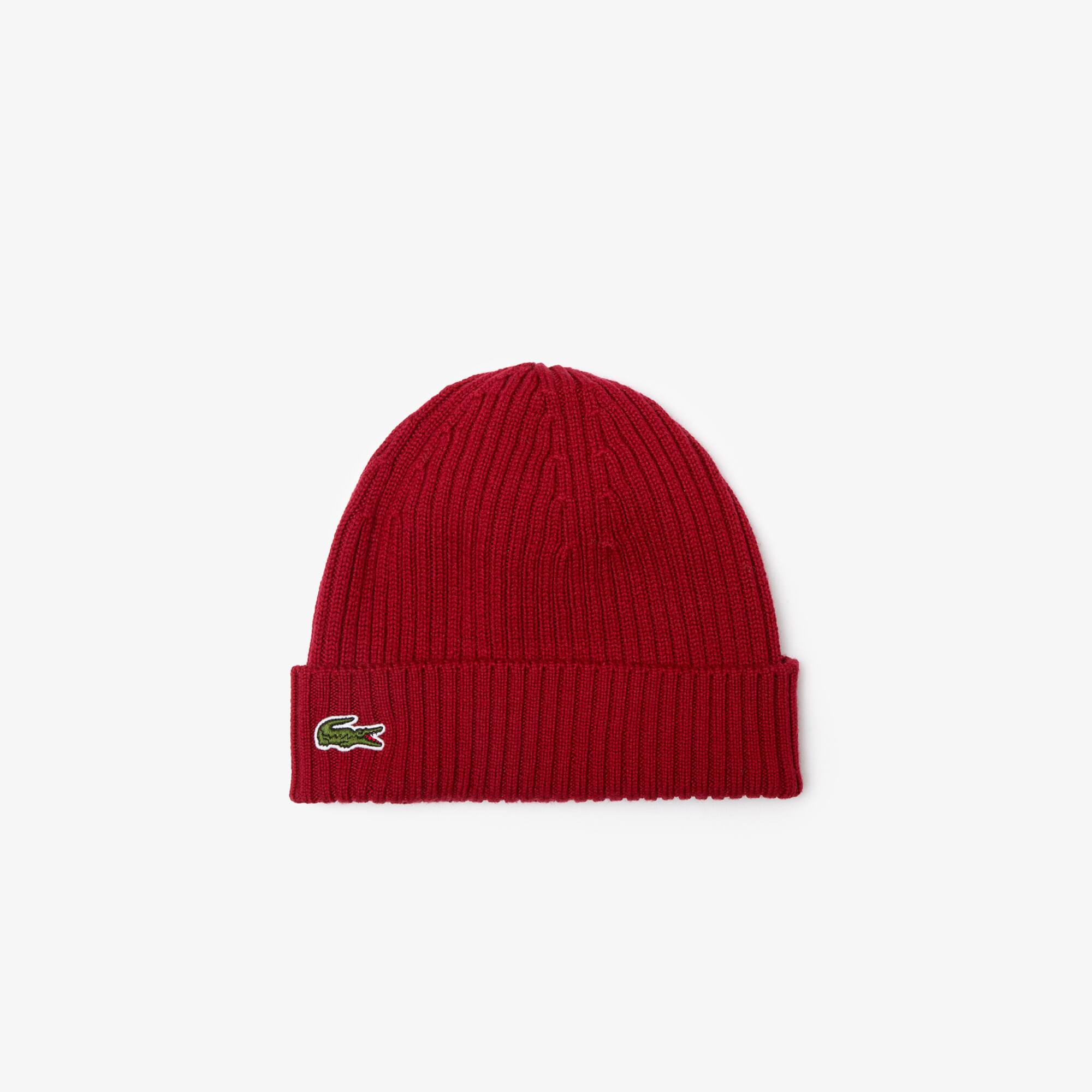Unisex Lacoste Ribbed Wool Beanie - Men 