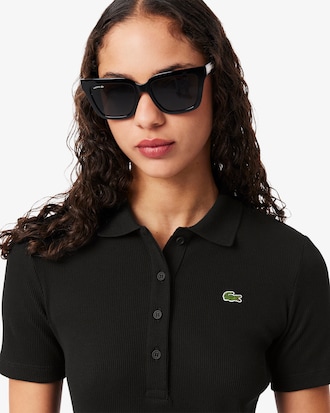 Long Ribbed Cotton Polo Dress