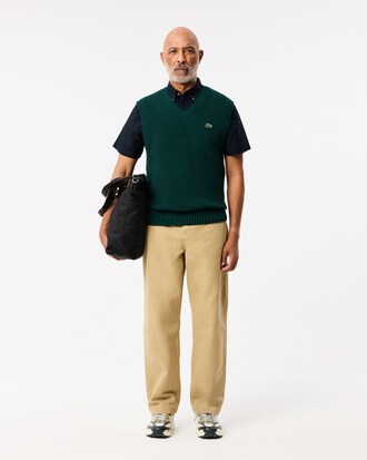 Carded Wool V Neck Sweater Vest